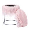 BirdRock Home Round Pink Faux Fur Foot Stool Storage Ottoman with White Legs - 2 of 4