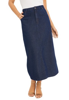 Jessica London Women’s Plus Size Classic Cotton Denim Midi Skirt, 18 ...