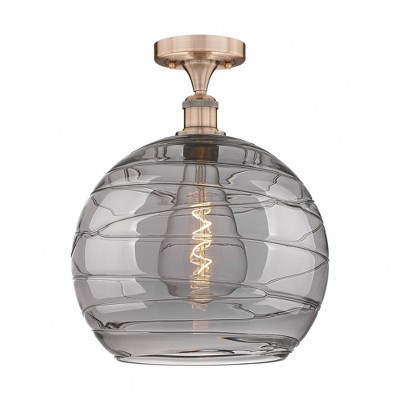 Athens Deco Swirl - 1 Light Semi-Flush Mount In Industrial Style-15.25 Inches Tall and 13.75 Inches Wide