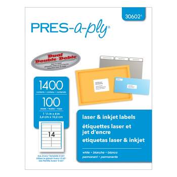 Pres-a-ply Laser/Inkjet Labels, 1-1/3 x 4 Inches, Pack of 1400