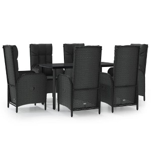 vidaXL Patio Dining Set Black PE Rattan, Powder-Coated Steel, Tempered Glass - 1 of 4
