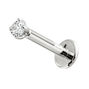 Jewelry Avalanche Unisex 14K Gold 2mm Diamond Labret Studs, Monroe, Lip Ring, 16G - 1 of 4