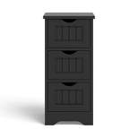 Tangkula 3-Drawer Bathroom Floor Cabinet Freestanding Side Storage Organizer w/Cut-Out Handle White/Gray/Black/Coffee