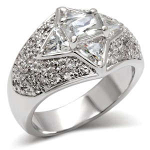 Slickblue Women's 925 Sterling Silver Ring with Clear CZ - Classic Single-Tone Design, Rhodium Finish, Size 5-10 - 1 of 3