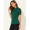 INSPIRE CHIC Women's Bow Tie Neck Solid Color Elastic Cuffs Elegant Office Short Sleeve Blouse - 3 of 4