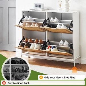 Natural Rattan  Shoe Cabinet Organizer Freestanding - 1 of 4
