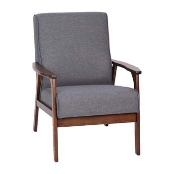 Flash Furniture Langston Commercial Grade Upholstered Mid Century Modern Arm Chair with Wooden Frame and Arms