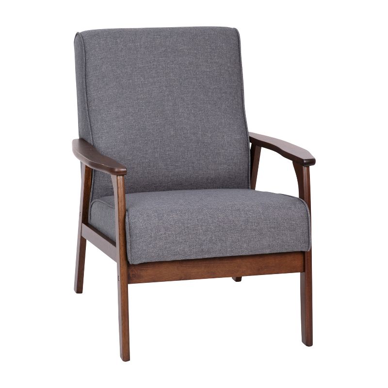 Flash Furniture Langston Commercial Grade Upholstered Mid Century Modern Arm Chair with Wooden Frame and Arms, 1 of 12