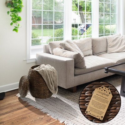 Espresso Round Handwoven Water Hyacinth Storage Basket with Lid