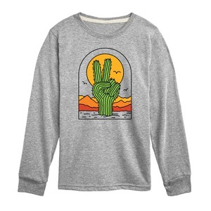 Boys' - Instant Message - Cactus Peace Sign Long Sleeve Graphic T-Shirt - 1 of 4