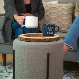 16" Modern Round Ottoman with Metal Base - WOVENBYRD - 1 of 4
