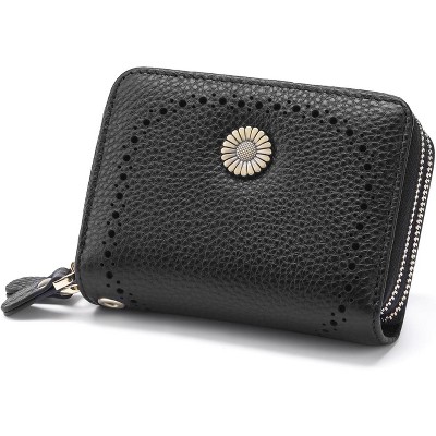 BEAFUP Womens Wallets,Small Genuine Leather Wallet RFID,Wallet Women Double Zipper Pocket Leather Ladies Wallet