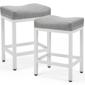 Lirago Gray Saddle Bar Stool Kitchen Stool with Sturdy Steel Frame, 17.9*13.4*21.6 inch - 1 of 4