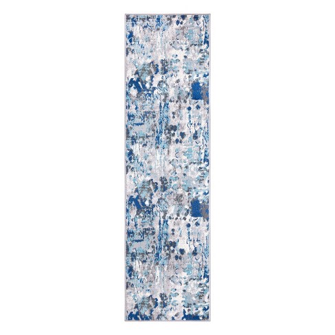 World Rug Gallery Distressed Modern Abstract Area Rug - Blue 5' x 7