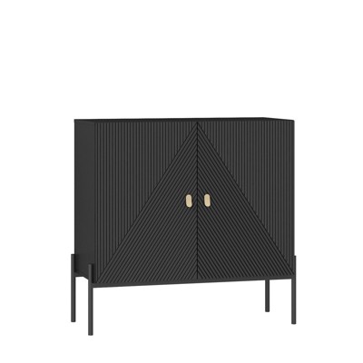TIRAMISUBEST Black Coffee Bar Cabinet with Wine Rack,2-Door Sideboard