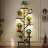 Bekrvio 8 Tier Indoor Plant Stand w/4 Grow Lights,60.83" Tall Corner Shelf w/Enlarged Wood, Metal Tree Rack for Living Room, Patio, Balcony - 4 of 4