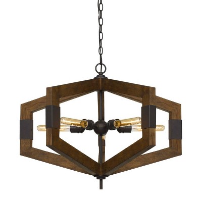 30" x 30" Pine Wood Varna Chandelier Dark Brown - Cal Lighting