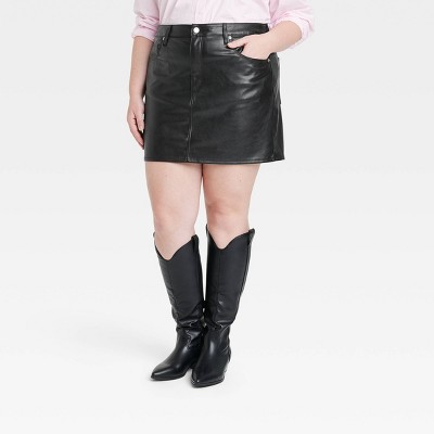 Women s High rise Faux Leather Mini Skirt Universal Thread Black Target