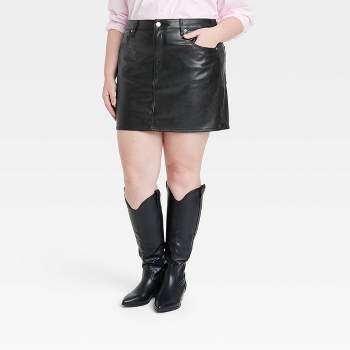Women's High-Rise Faux Leather Mini Skirt - Universal Thread™ Black