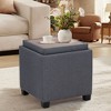 Square Leather Ottoman with Reversible Tray Lid – Hidden Storage Footrest, Small Coffee Table, Sturdy Design – 18”x18” - 2 of 4