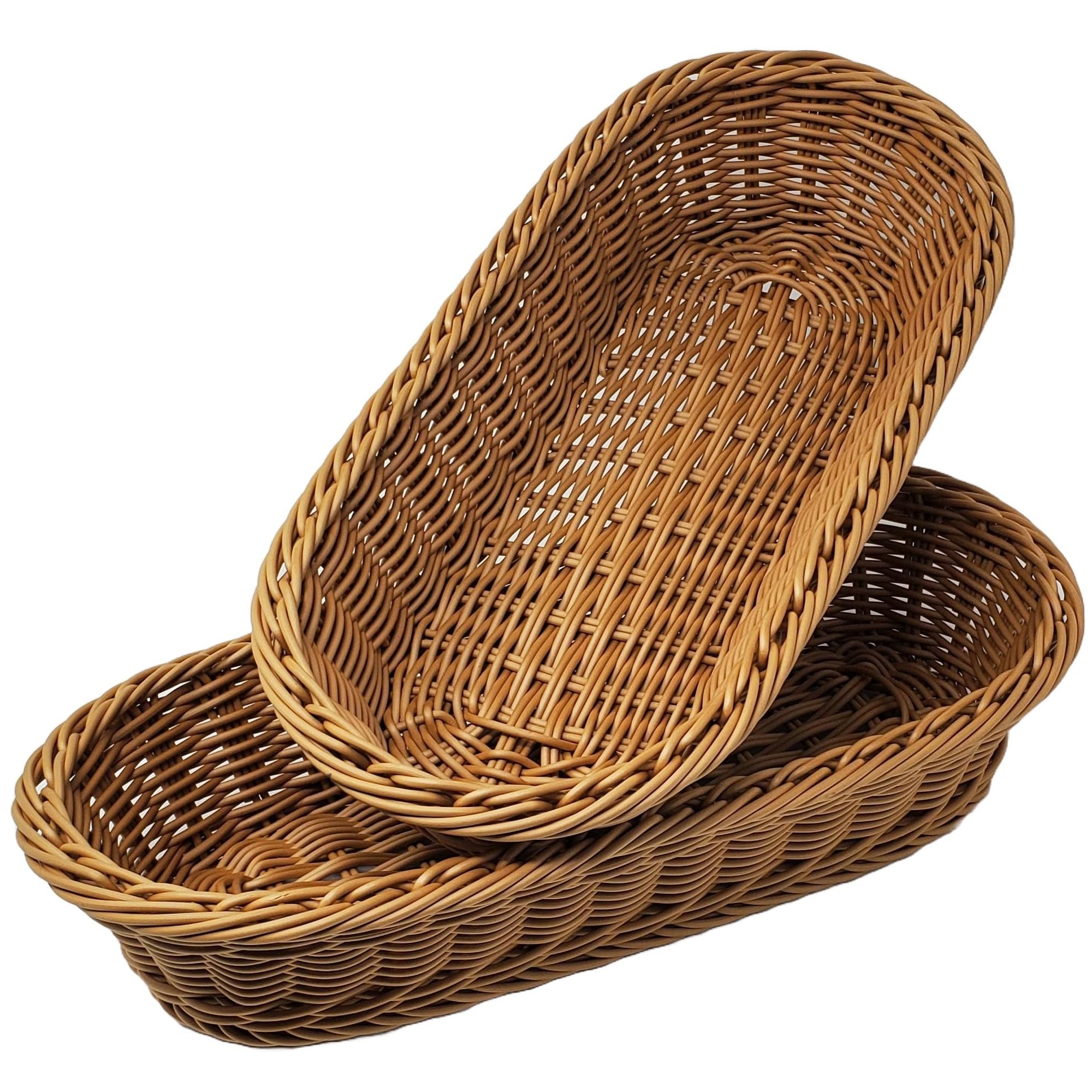 Kovot Set of 2 Wicker Bread Baskets - 14.5" Woven Polypropylene Basket – For Food Display and Serving – Snack Organizer Basket