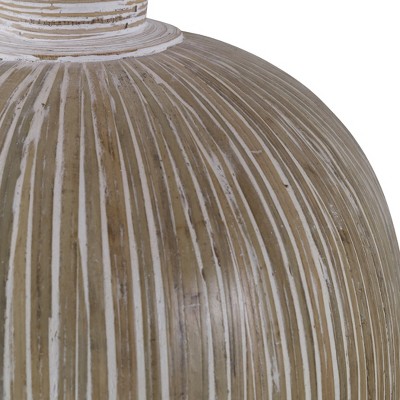 Whitewashed Terracotta and Bamboo Decorative Vase Set