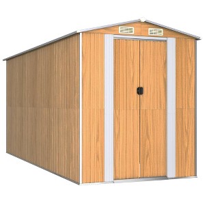 vidaXL Garden Shed Light Brown Galvanized Steel Large Garden Shed - 1 of 4