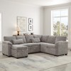 97" Chenille Upholstery 7-Seater Convertible L-Shaped Sectional Sofa with Pull-Out Bed, Storage Ottoman, and 2 Accent Pillows - 2 of 4