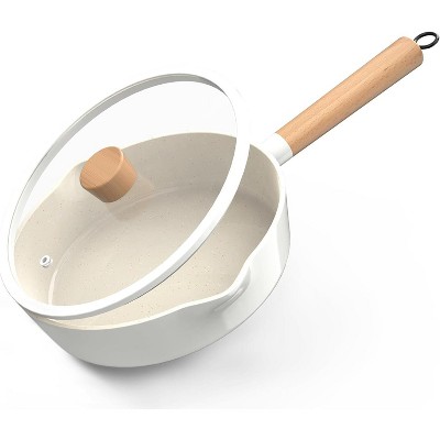 imarku Non Stick Frying Pans with Lid, 10 Inch Saute Pan with Removable Handle, Granite Coating Cooking Pan, Healthy Cookware, PFOA Free, Cream
