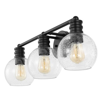 Sunetta Black Iron 3-Light Wall Sconce with Clear Shades