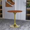 LeisureMod Verve 27" Round Dining Table - MDF Wood Top with Brushed Gold Pedestal Base Accent Side Table for Kitchen and Home - 2 of 4