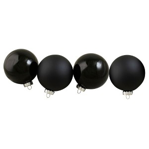Northlight 4ct Black 2 Finish Glass Ball Christmas Ornaments 4" (100mm) - 1 of 4