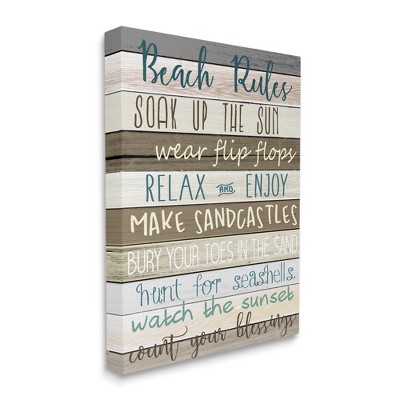 Stupell Industries Nautical Fun Beach Rules List Rustic Boardwalk Sign