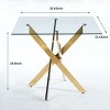 NicBex 35.43 Inch Square Dining Table with Tempered Glass Tabletop and Cross Metal Base for Living Dining Room,Conference Room - 3 of 4