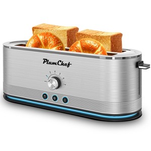 ELJGET Toaster 4 Slice, Extra Long Slots 4 Slice Toaster, Reheat/Defrost/Cancel Function 6 Browning Settings Auto Pop-up Removable Crumb Tray, Silver - 1 of 4