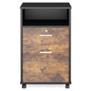 Mobile File Cabinet with Lock, 2 Drawer Wood Filing Cabinet for Letter Size Files, Rolling Printer Stand with Open Shelf for Home Office, Rustic Brown - 2 of 4