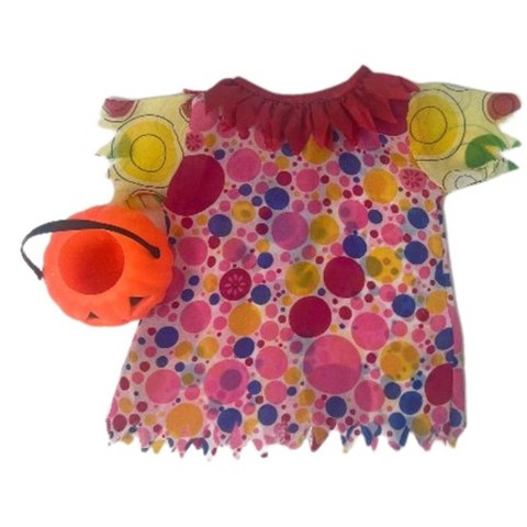 Doll Clothes Superstore Halloween Clown Costume Dress for 14-15 Inch Baby Dolls with Pumpkin Bucket