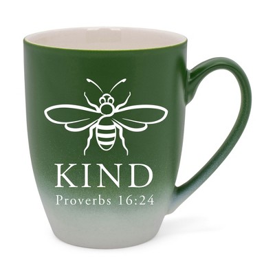 Elanze Designs Kind Two Toned Ombre Matte Green and White 12 ounce Ceramic Stoneware Coffee Cup Mug