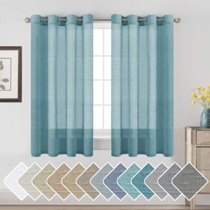 Natural Linen Blended Semi-Sheer Curtains Privacy Assured with Nickel Grommet for Living Room - 1 of 4