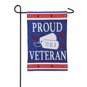Evergreen Flag Proud Veteran Garden Applique Flag 12.5 x 18 Inches Indoor Outdoor Decor - 1 of 4