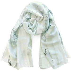 Wrapables Silk Like Satin Polyester Large Scarf Wrap, Misty Lotus Flower - 1 of 4