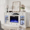AOXUN 58" Fireplace TV Stand for TVs up to 65 Inch, Media Entertainment Center with 23" Electric Fireplace with Glass Doors, LED Lights, White - 2 of 4