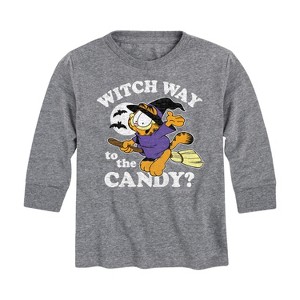 Boys' - Garfield - Witch Way To The Candy Long Sleeve Graphic T-Shirt - 1 of 4