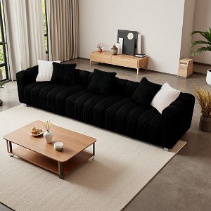 114" Corduroy 3-Seater Sofa with Cloud-Feel Cushions & Wood Frame - 1 of 4