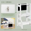 16.5'' White Kids Kitchen Step Stool, 2 in 1 Kitchen Table Set Toddler Standing Tower with Chalkboard, Safety Rail - 2 of 4