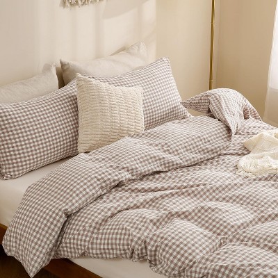 Der Rose BALHAM TRADE-3 Piece Queen Size Tan Gingham Duvet Cover Bedding Set (Comforter Not Included) Tan Gingham-Queen 90"x90" — фото 6
