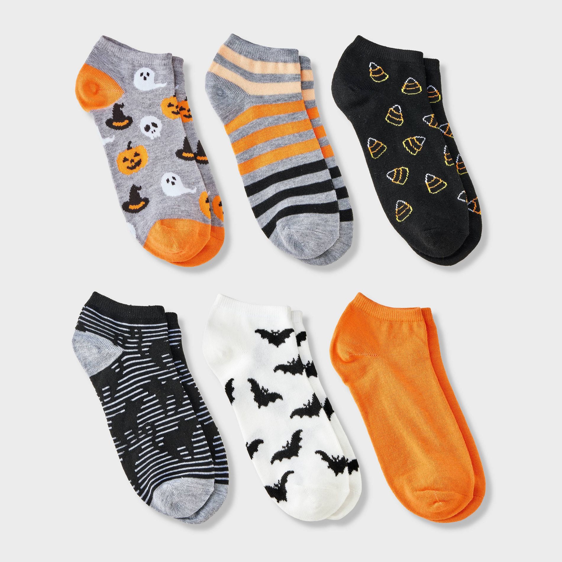 Women's 6pk Halloween Icons Low Cut Socks - Hyde and EEK! Boutique™ Heather Gray/Orange/Black 4 - 10