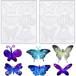 JDICTION 2 Pack 3D Butterfly Silicone Mold for Epoxy Resin - 6 Styles Jewelry Pendant Mould for Keychain, Earring, Necklace, Brooch, DIY Gifts - 1 of 4