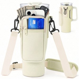 BABYYER Water Bottle Carrier Bag with Phone Pocket for Stanley 40oz Tumbler Neoprene Water Bottle Holder Pouch - 1 of 4