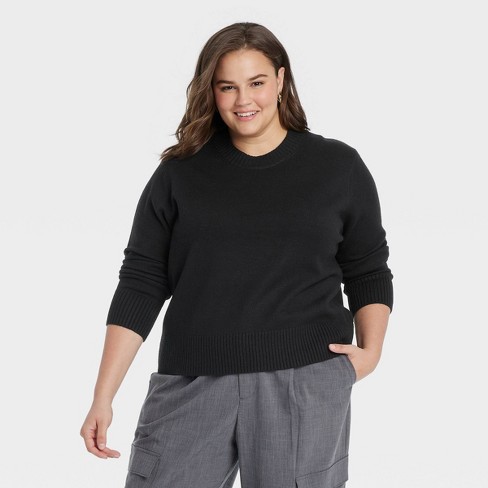 Women's Crewneck Pullover Sweater - A New Day™ Black XXL